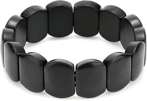 Pulsera de shungita cruda con piedras de shungita (longitud de diámetro interior 2.3"), Piedra, shungite