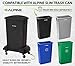 Alpine 16/23 Gallon Slim Trash Can Dolly - 4-Wheel Rectangular Plastic Rolling Garbage Can Cart, Holds Up to 200lbs (Black)