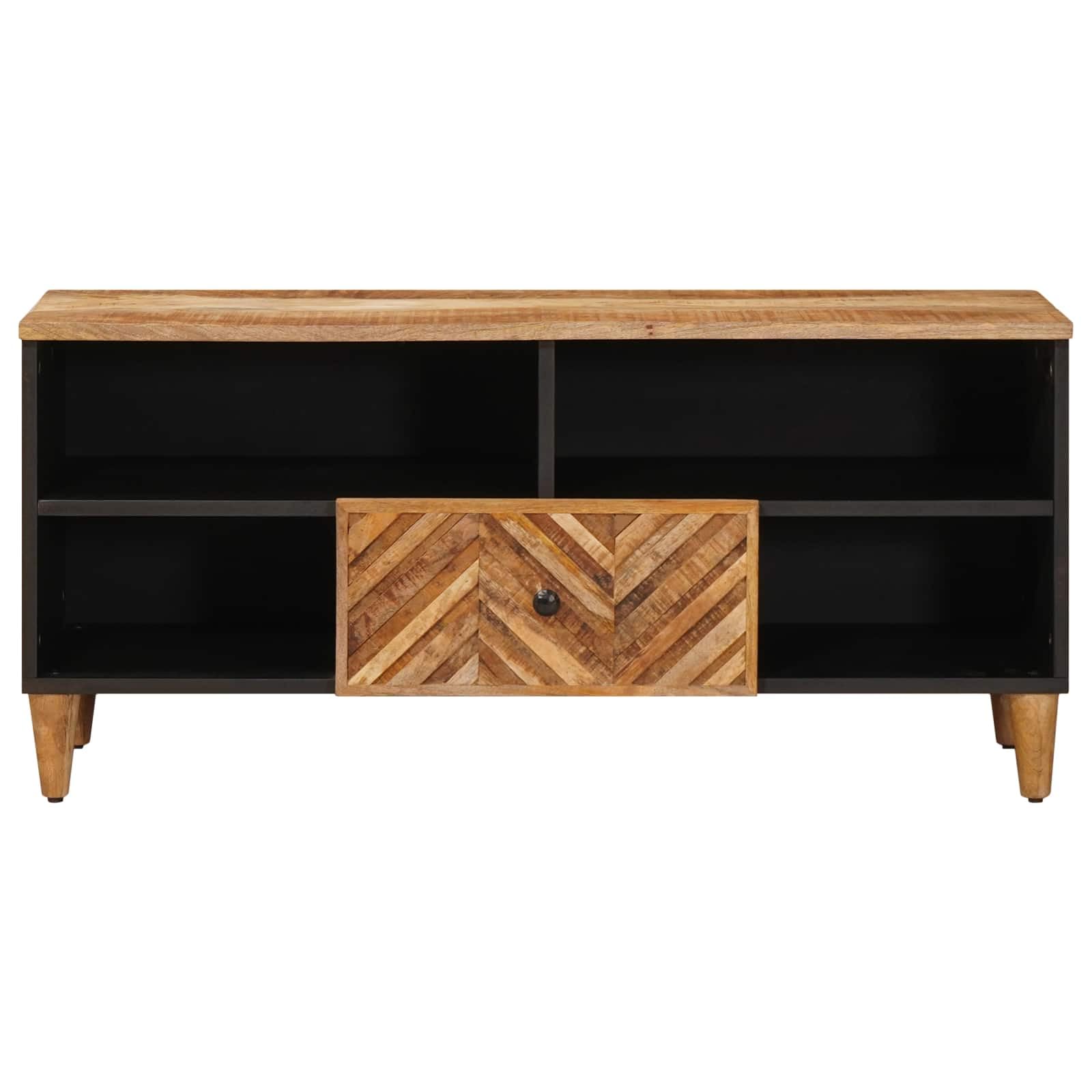 Mueble de almacenamiento de madera de mango macizo, marrón, 100 x 33,5 x 46