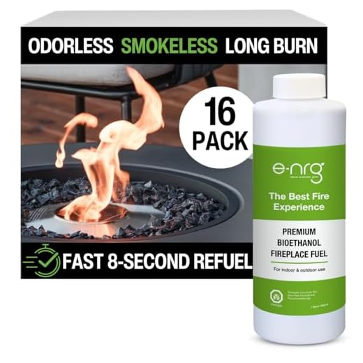 e-NRG Bio Ethanol Fireplace & Fire Pit Fuel - Fuel for Indoor/Outdoor Ventless Fireplace/pits, 16 Quarts, Clean Burning, Signature Bright Orange Flame