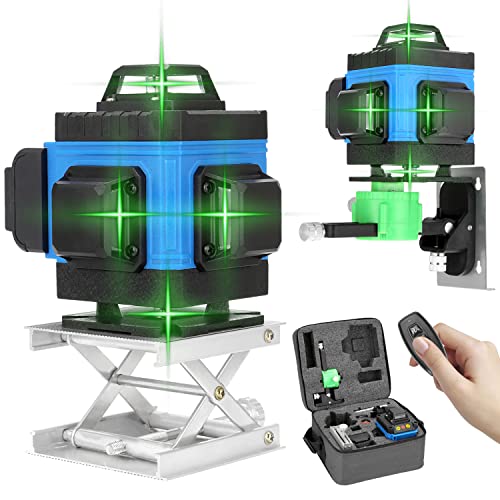 Laser Level, Weytoll 4D 16 Lines APP Remote Control Multifunction Level Tool with Self Leveling System Function, Green Self Leveling Laser Level 4x360 ° Horizontal Cross