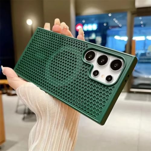 Étui de protection premium respirant vert foncé pour Samsung Galaxy S24 Plus