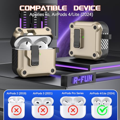 image for R-fun Compatible with AirPods 4th Gen Case, Full Drop Protection Auto 