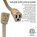 Go Green Power Inc. 6ft Heavy Duty Appliance Cord, Beige - Ideal for Air Conditioners, Large Appliances, Grounded Right-Angle Plug, Kink-Free and Durable - Blends Seamlessly with Home Décor - GG-25606