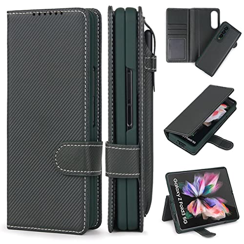 Coque Samsung Galaxy Z Fold 4 amovible étui cuir PU avec support magnétique S Pen cyan