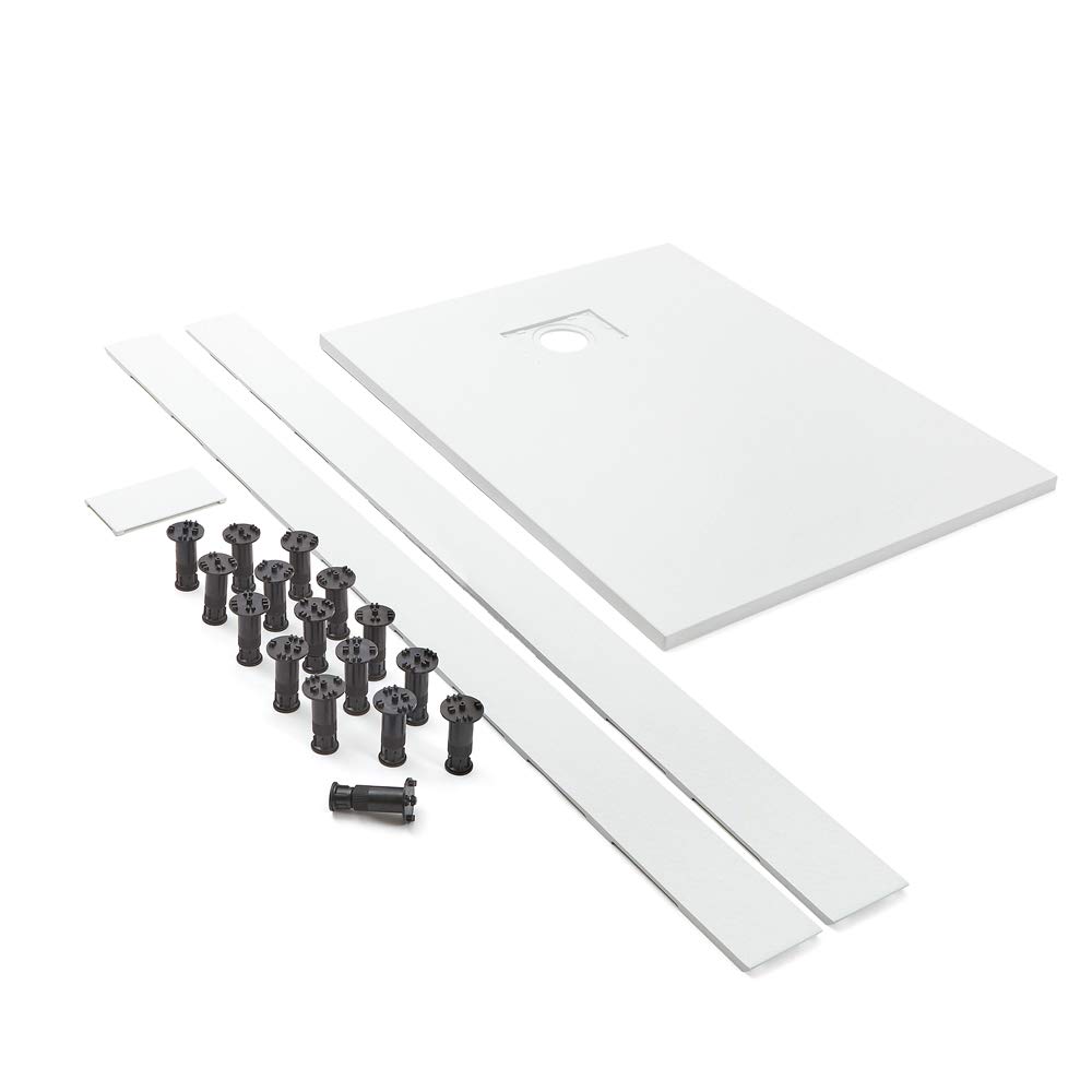 Milano Rasa White Textured Slate Effect Rectangular Shower Tray Riser Kit - 1400 x 800mm