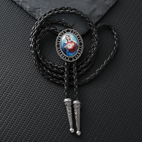 Image of Jeilwiy Bolo Tie for Men Western Cowboy Gothic Bolo Tie Necklace Halloween | Glow in Dark Bolo Tie for Men Women, 3D Halloween Bolo Tie, Gothic Western Ties, String Ties for Men Rodeo Leather Necktie