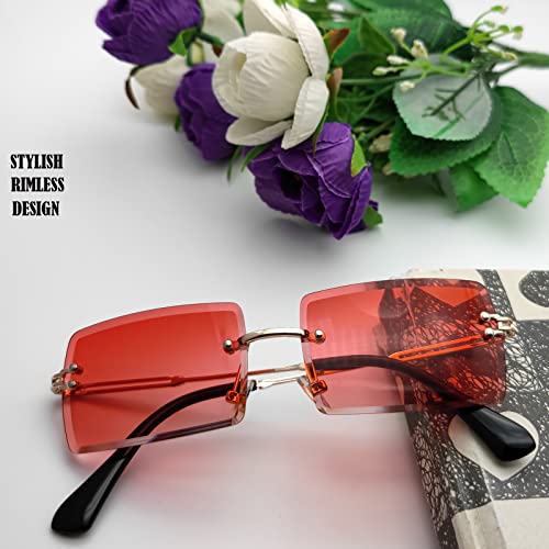 Image of Rectangle Sunglasses for Women Men Fashion Retro Rimless Frameless Tinted Lens Sun Glasses Shades 2026 Stylish