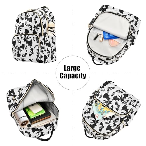 Image of Bats Halloween Mini Backpack Fashion Backpack Purse for Women,Handbag Shoulder Bag Casual Daypack, Ladies Gift for College Work (M)