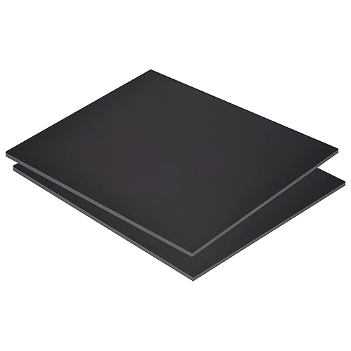 MECCANIXITY Hoja de plástico ABS negro de 10 x 8 x 0.04 pulgadas para modelo de construcción, manualidades de bricolaje, panel, paquete de 2