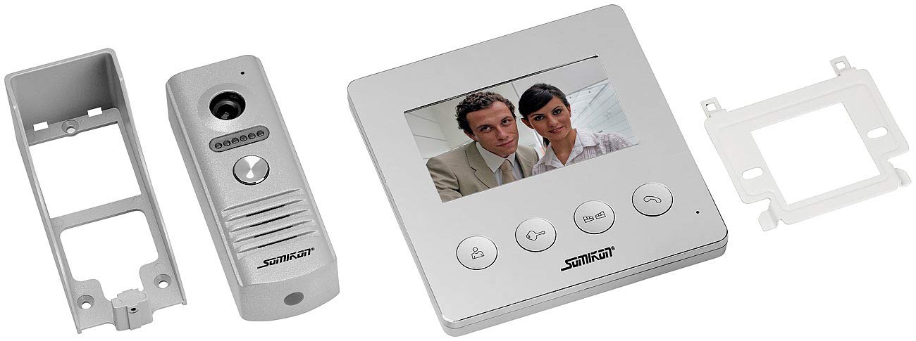 Somikon Videoklingel: Video-Türsprechanlage mit Farbdisplay, LED-Licht & Türöffnungsfunktion (Video Türklingel mit Türöffner, Klingel mit Türöffner, Audio)