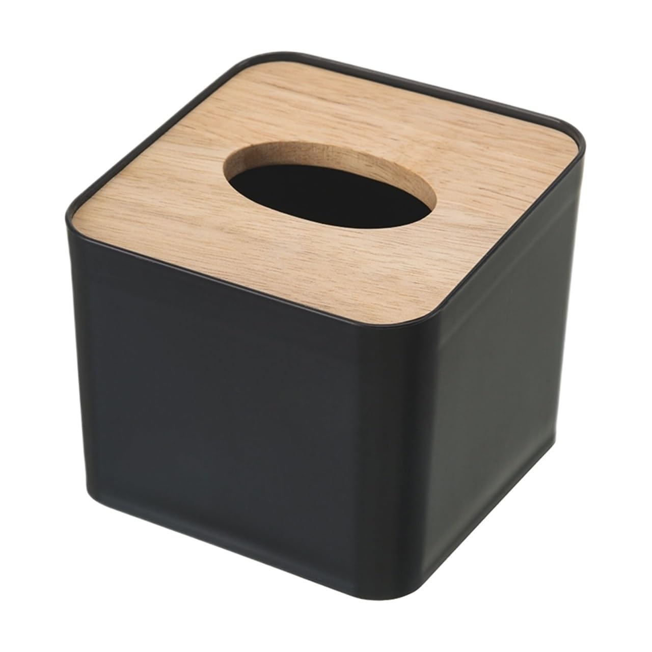 Plastic Tissue Box Square Container Paper Dispenser Case(Black)
