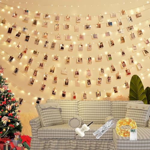 Lichterkette mit Klammern 17 CNMTCCO 5M 50 LED Foto Lichterkette, Batteriebetrieben Fotoclips mit...
