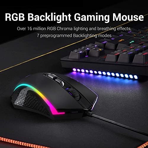 Redragon S113 Gaming Keyboard and Mouse Combo Wired Mechanical LED Rainbow Keyboard Backlit with Brown Switches and RGB Mouse 4200 DPI for Windows PC