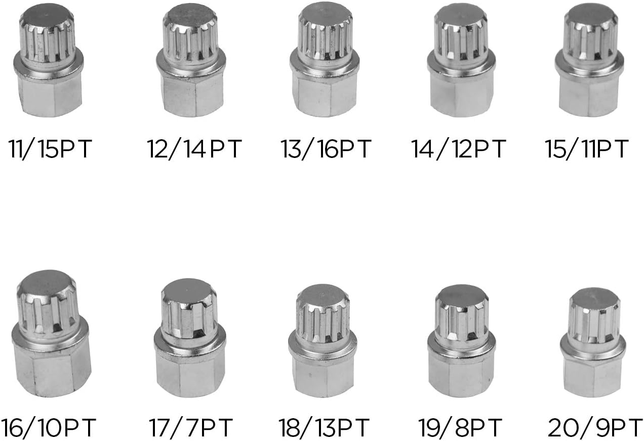 BELEY 10pcs Wheel Lock Lug Nuts Set, Automotive Anti-Theft Wheel Screws Removal Key Socket Kit for BMW (10pcs for BMW)
