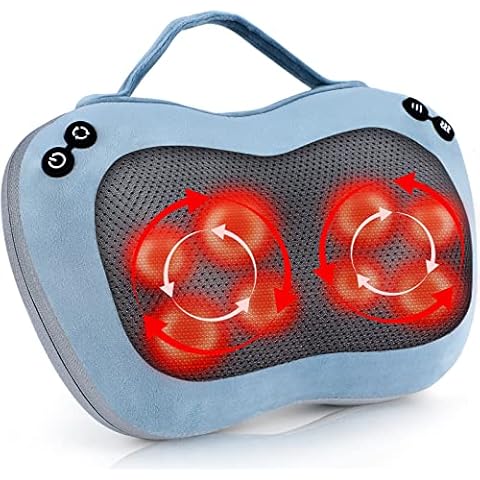Massagekissen Shiatsu Massagegerät Rückenmassagegerät Elektrisches Massagekissen mit Wärmefunktion für Nacken Rücken Schulter Nackenmassagegerät mit 8 Massageköpfen für Auto Büro Zuhause Geschenke Cover