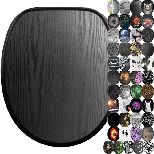 Sanilo WC Sitz mit Absenkautomatik, viele schöne schwarze Toilettendeckel zur Auswahl, hochwertige und stabile Qualität aus Holz (Black Wood)