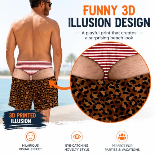 STYQUAL Men's Swim Trunks Funny Hairy Butt Cheek Gag Beach Shorts (R)