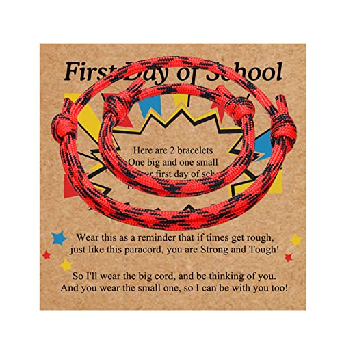 First Day Of School Bracelet, Matching Mommy And Me Mother Son Daughter Paracord Back To School Bracelets Wish Gift for Mom Boys Dad Girls Jewelry
