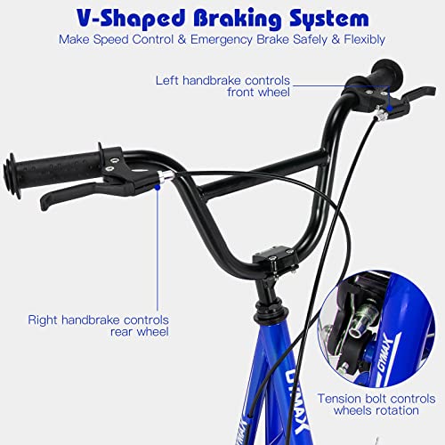Image of GYMAX Scooter, Kids & Adults Off-Road Scooter with 12 inch Inflatable Wheels, Adjustable Height Handlebar, V-Type Handbrakes & Axle Pegs for All Terrain, 8+