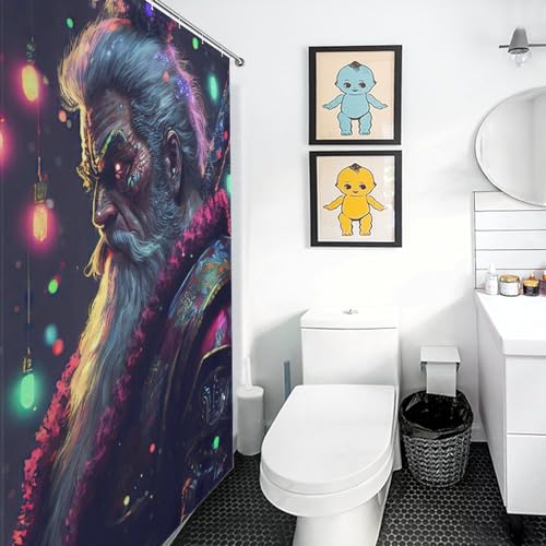Rideau de douche samouraï coloré en tissu lavable 122x183cm pour salle de bain - 3