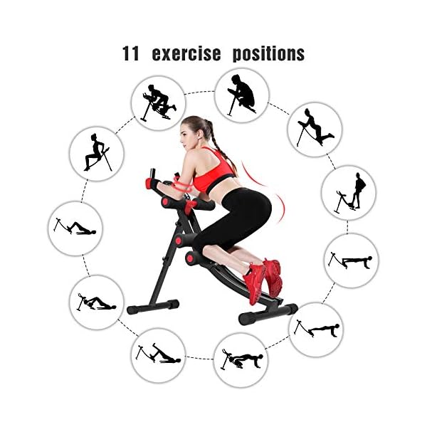 Ab Machine, Enow 11 in 1 Foldable Abs Workout Equipment, Height Adjustable Ab Trainer Exercise Machine, Fitness Core & Abdominal Trainers for Arms/Legs/Glutes, LCD Display, for Home Cardio Gym Workout