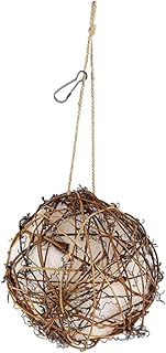 EXQUIMEUBLE 1 peça de material decorativo para ninhos de pássaros, alimentador de gaiolas de pássaros, suporte de bola de algodão, papagaio, alimentador automático de pássaros ao ar livre, alimentador automático de pássaros, acessório de alimentação de pássaros, ratã