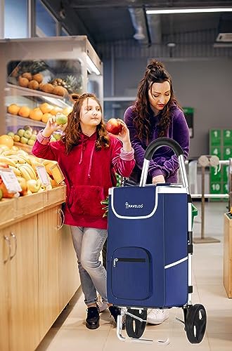 56 L Einkauf Trolley Einkaufswagen Shopping Trolley Tasche Aluminium Stabil Blau – Bild 5