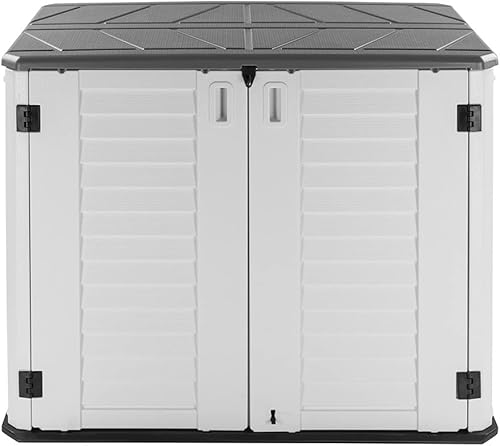 Outvita Cobertizo de almacenamiento horizontal, caja de almacenamiento resistente a la intemperie para jardín, patios, patios traseros, fácil