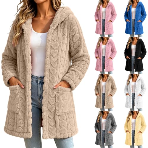Cethrio Sherpa Checkered Jacket Long Fleece Jacket Women Zip Oversized Fleece Coats Winter Fuzzy Outerwear Fall 2026 Fashion Chaquetas De Invierno Para Mujer Capsule Wardrobe Essentials - image 1