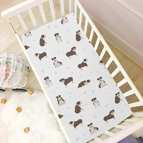 Image of Fitted Crib Sheets English Bulldog Dogs Stretchy Portable Playard Sheets for Baby Toddler, Breathable Soft Mini Crib Mattress 39 x 27 in for Boys and Girls