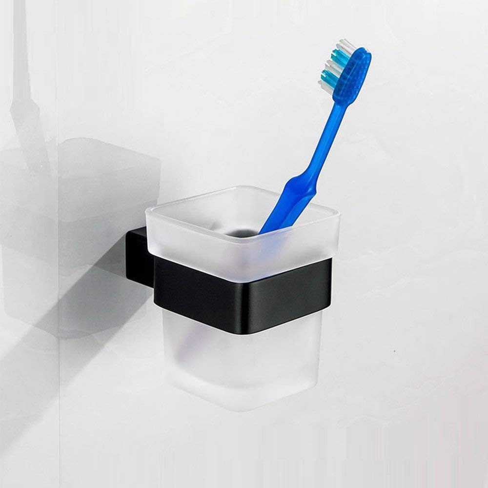 Porte-brosse à dents en verre et noir GZZ style minimaliste pour mur de salle de bain