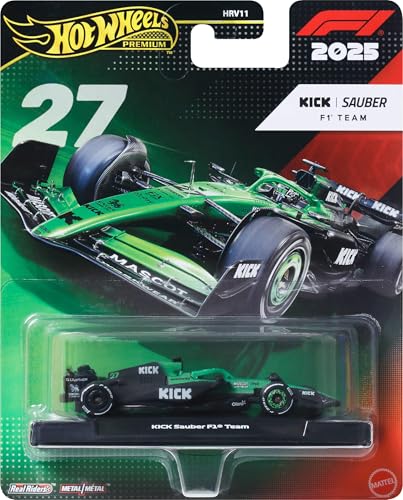 Image of Hot Wheels 1:64 Scale Premium Race Team Sauber - Driver 1 Die-Cast Formula 1 Collectible Toy Race Car with Real Riders Tires & Metal /Metal Body & Chassis