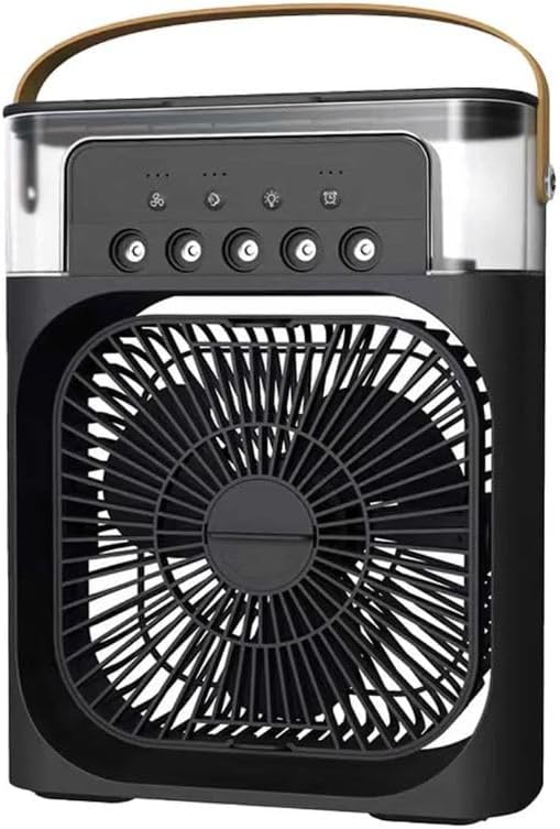 Relaxus Super Fan 2-in-1 Cooling Fan and Humidifier, 7 Colour Lights, 1-3 Hour Timer, 3 Fan Speeds, 3 Humidifier Intensities, Circulates Cold Air & Humidifies, USB Plug, Black/White