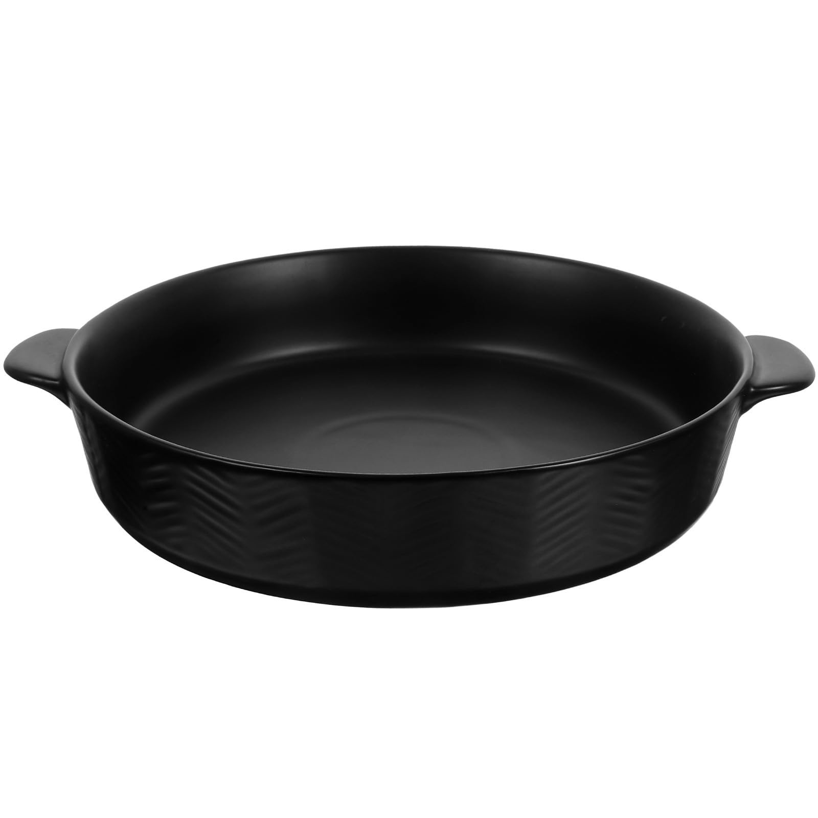 Plat de Cuisson en Céramique, Moule à Pâtisserie Poignées, Rond, Noir, Surface Lisse Antiadhésive, pour Tarte, Légumes et Service au Quotidien