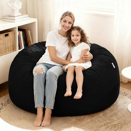 Image of HABUTWAY Bean Bag Chair: Giant 4' Memory Foam Furniture Bean Bag Chairs for Adults with Microfiber Cover 4Ft (Black)
