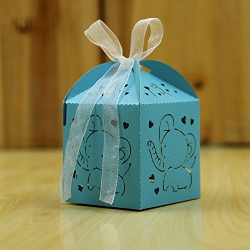 Lance Home® 50 Scatole Cubo Portaconfetti Carta Con Nastro, Rosa, 6x6x6 Cm, Per Bomboniere Battesimo, Compleanno, Matrimonio