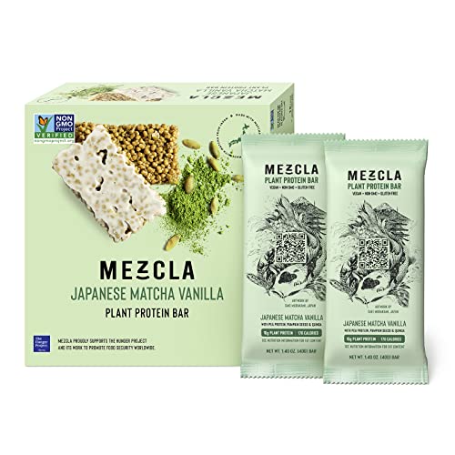 Mezcla Vegan Plant Protein Bars - Japanese Matcha Vanilla: Premium Ingredients, Delicious Flavor, Gluten-Free, Non-Gmo, Soy Free, 10G Of Protein [15-Pack] #TOP1