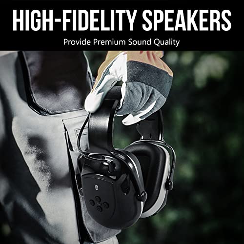 Muffpro Bluetooth Hearing Protection Ear Protection, Nrr 25 Db Noise Canceling Earmuffs Headphones With Rechargeable Battery, 24H Playtime Safety Earmuffs For Snowblowing, Mowing, Construction #TOP5