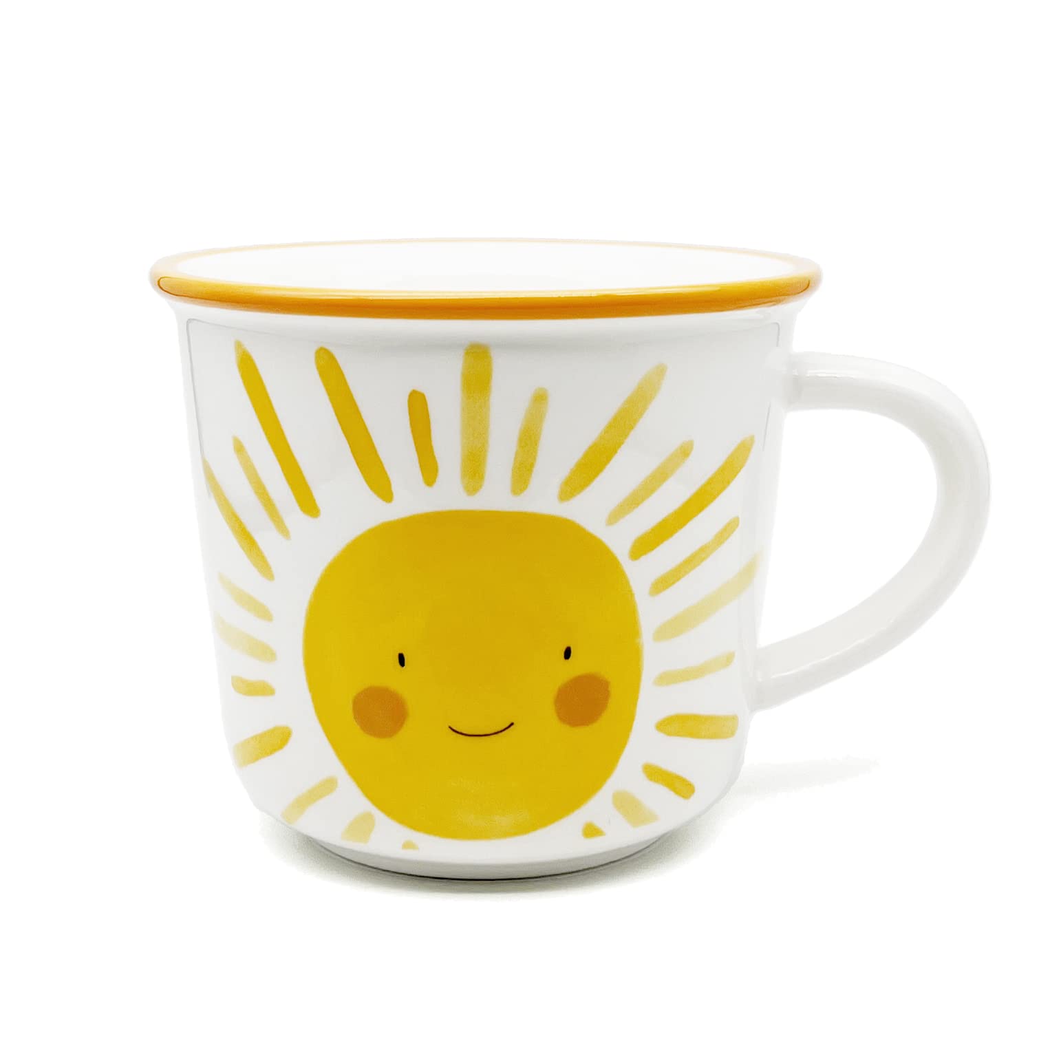 TREEWOO Cute Ceramic Mug with Handle 380ml with Handle Coffee Tea Milk Water Gift for Men Women Dishwasher and Microwave Safe (Sunshine)