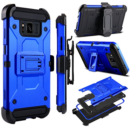 Galaxy S8 Active Case, Zenic Heavy Duty Shockproof Hybrid Full-Body Protection Case Cover with Swivel Belt Clip and Kickstand for Samsung Galaxy S8 Active (Blue)