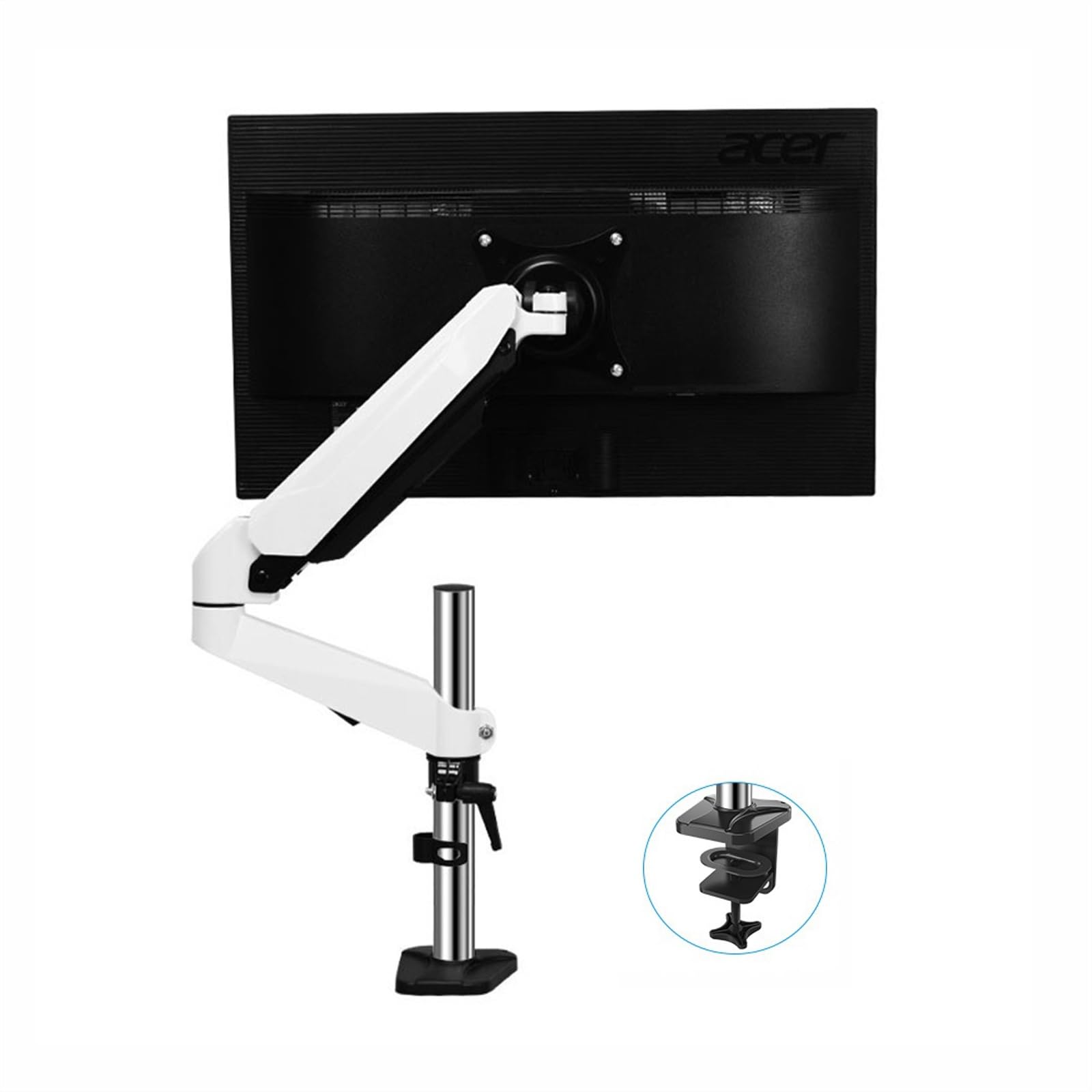Aioneer Monitor Arm Single Monitor Mount, Adjustable Monitor Arm Desk Mount, Full Motion Monitor Arm With C-Clamp And Cable Management, Fits 15"-32" Screen, Holds 17.6Lb Monitor