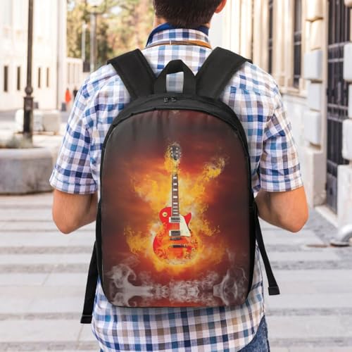 Mochila ligera EdWal con guitarra rock en llamas unisex negra de talla única 7