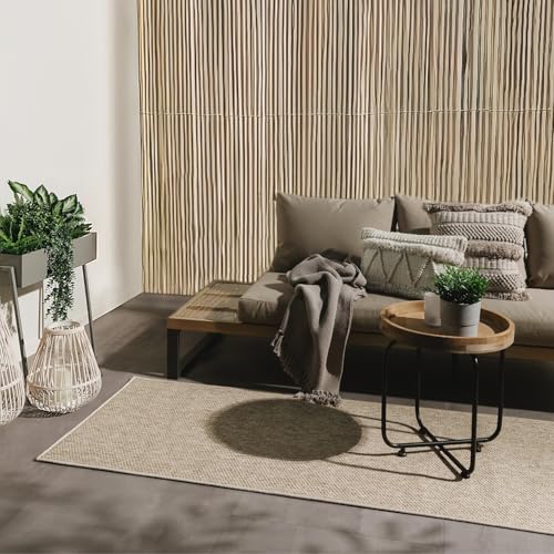 benuta Basic In- & Outdoor Teppich Wohnzimmer Iowa - Taupe 80x300 cm - Boho Jute-Look - Wetterfest für Balkon, Terrasse - Schlafzimmer, Küchenteppich & Wohnzimmerteppich - Strapazierfähig & Robust