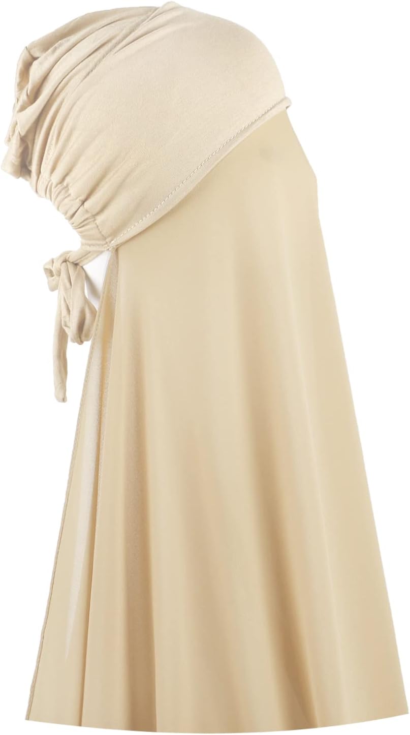 Instant Chiffon Hijab with Tie Back Under Cap Solid Color Soft Chiffon Scarf With Hijab Inner Caps For Muslim Women