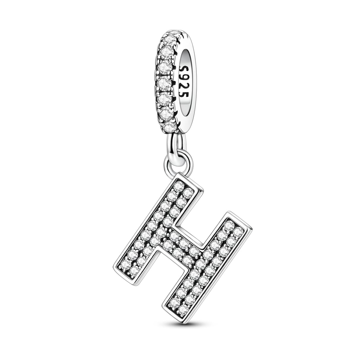 QIKAOLA S925 Sterling Silber A-Z Anfangsbuchstaben Charms für Pandora Armbänder Alphabet Charms Perlen für europäische Armbänder und Halsketten