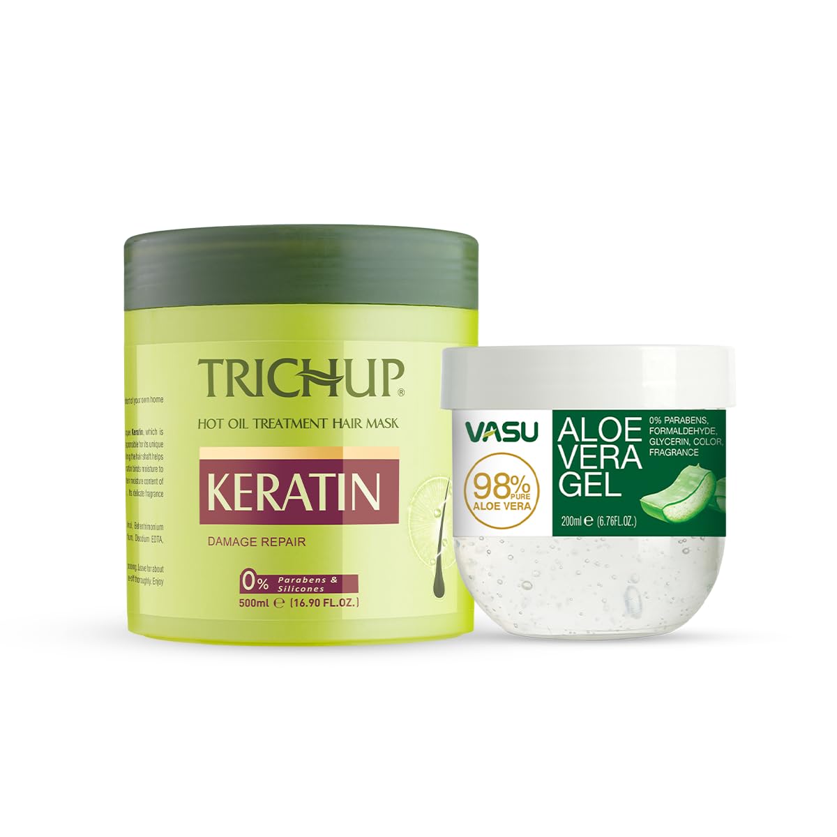 Trichup Keratin Hair Mask with Aloe Vera Gel - Intense Damaged Hair Repair With Keratin - Retains Moisture, Gets Rid of Split Ends - Improves Shine & Manageability of Your Hair-Set of 2 (Hair mask 500ml+ aloe vera gel 200ml)-image-43