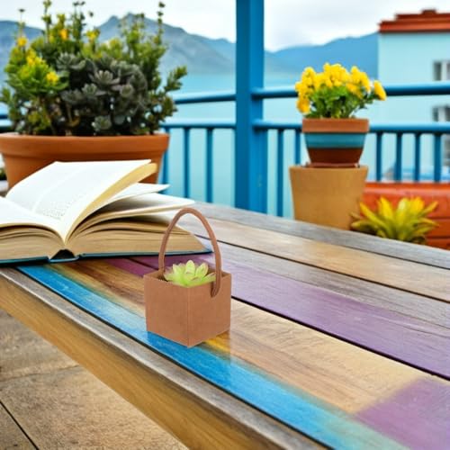 50 Bolsas de Papel Kraft con Asa de Nylon Impermeables de Tamaño Compacto para Ramos 6