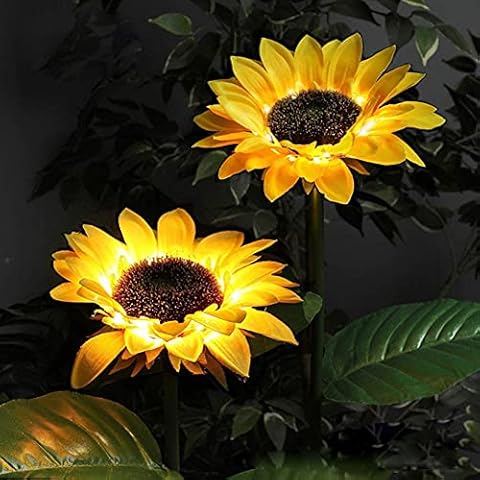 Outdoor Solar Garden Stake Lights,2 Pack Sunflower Lights LED Solar Powered Light for Waterproof Solar Decorative Lights for Garden, Patio, Backyard (Sunflower) Cover