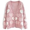 CHICWISH Women Fuzzy Pearl Heart Knit Cardigan Rom... #1